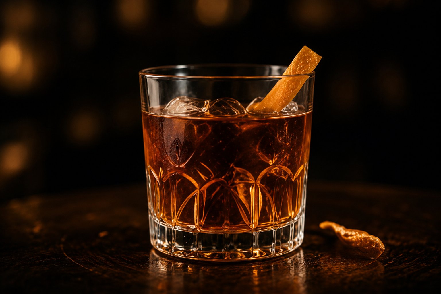 Old Fashioned cocktail with orange twist at Tomboy Tavern